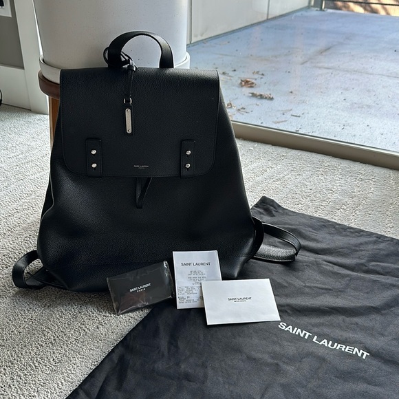 Saint Laurent SAC DE JOUR BACKPACK IN GRAINED LEATHER